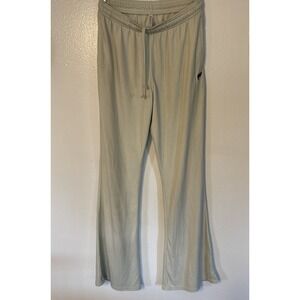 Women's Fabletics Mint-Grey Size Medium Tall Flared Pants Pockets  32 1/2 Inseam